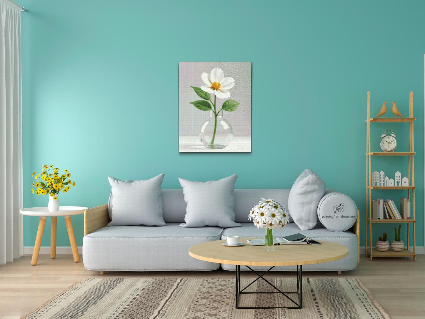 Diamond Painting - Minimalistisk hvid blomst