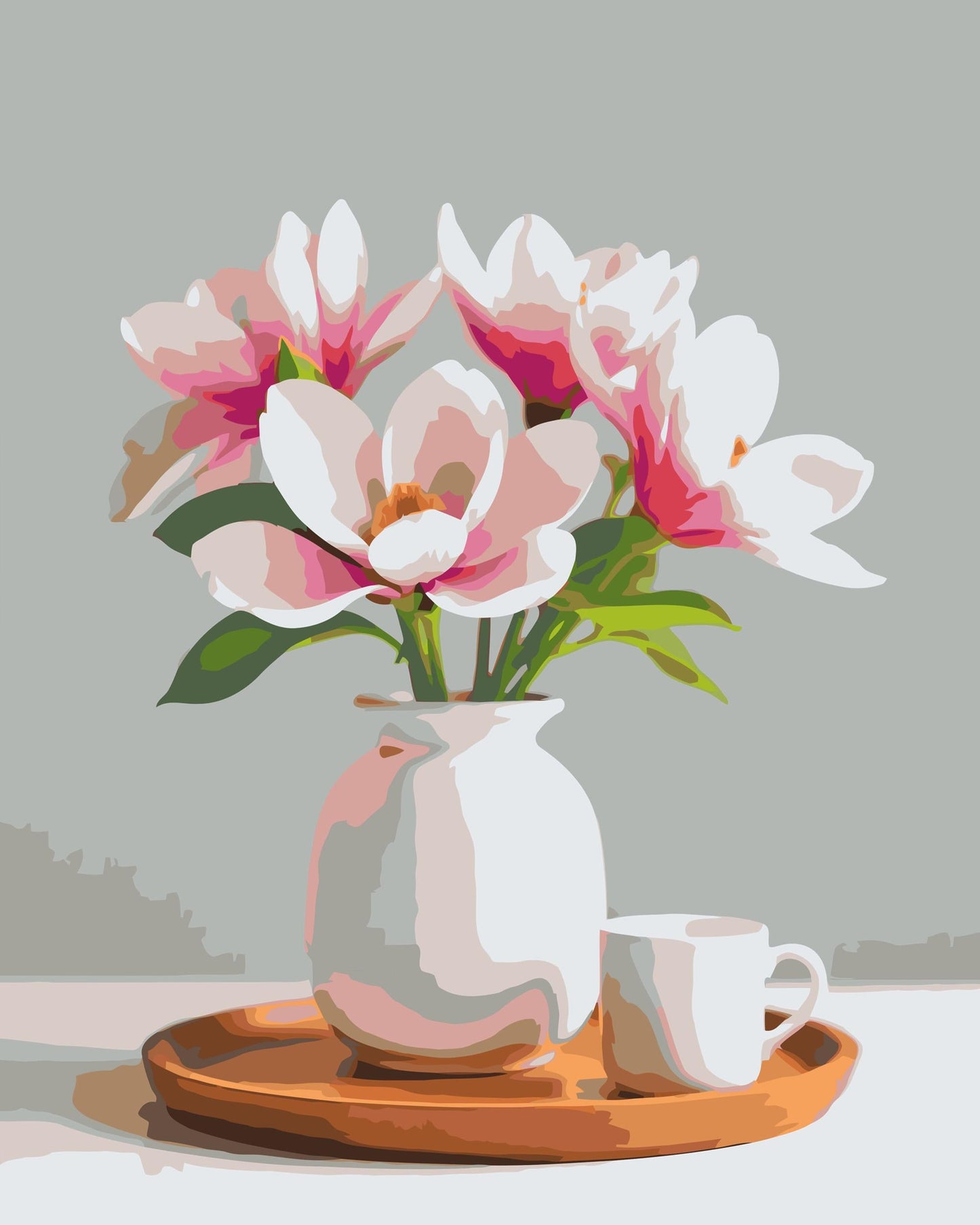 Paint by Numbers - Magnoliablomster i en vase