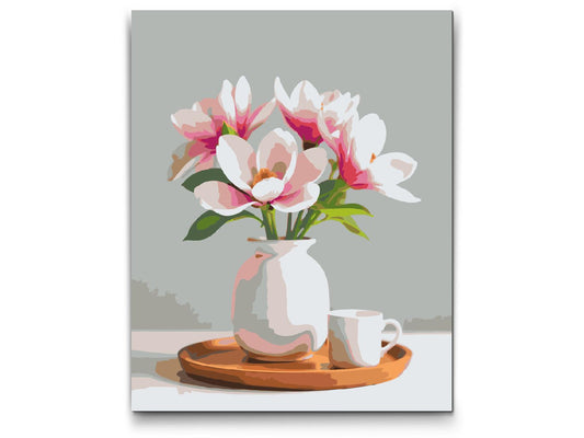 Paint by Numbers - Magnoliablomster i en vase
