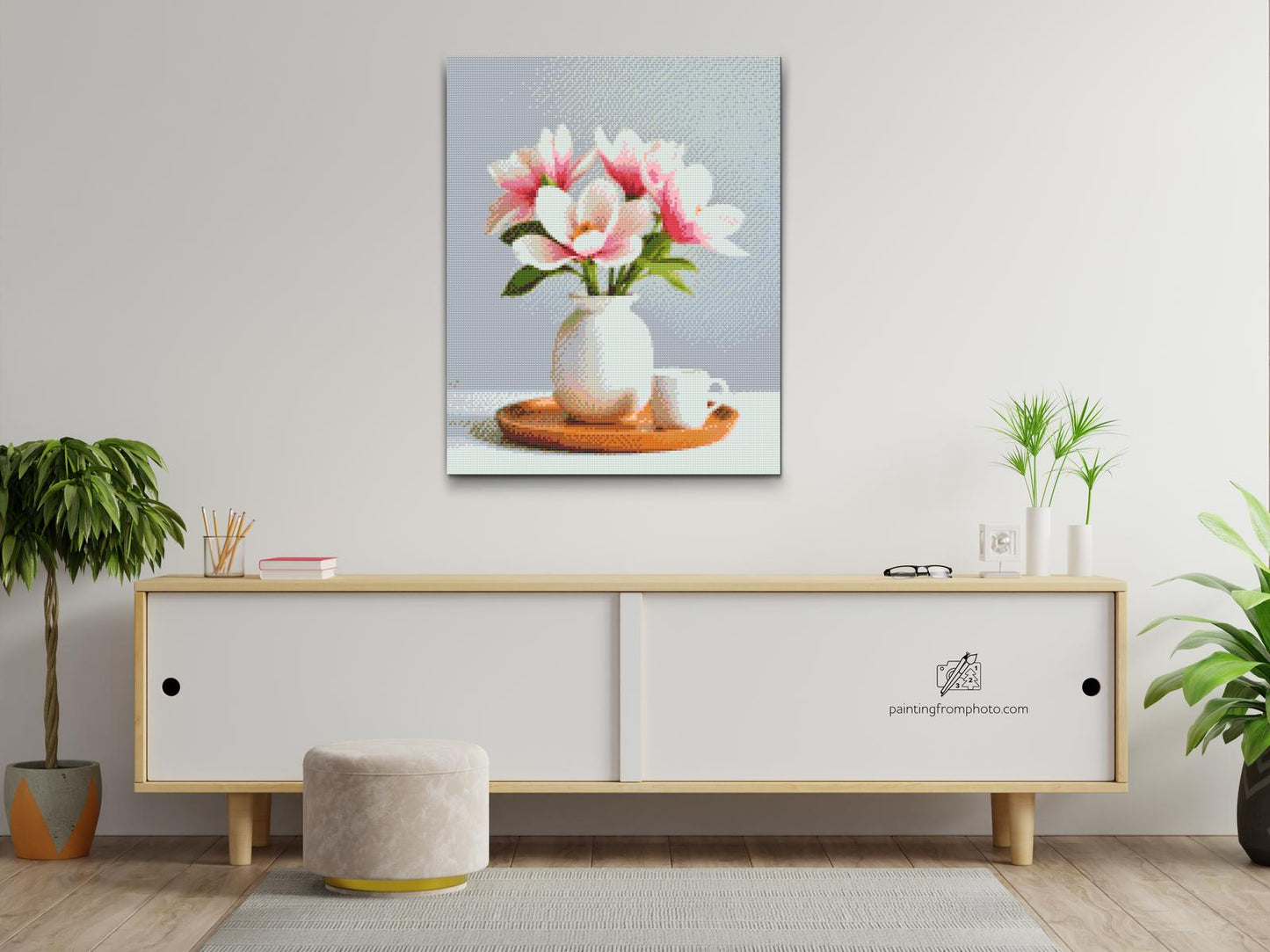 Diamond Painting - Magnoliablomster i en vase