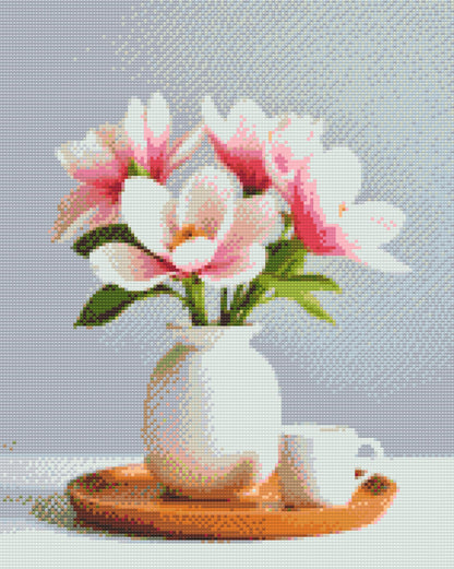 Diamond Painting - Magnoliablomster i en vase