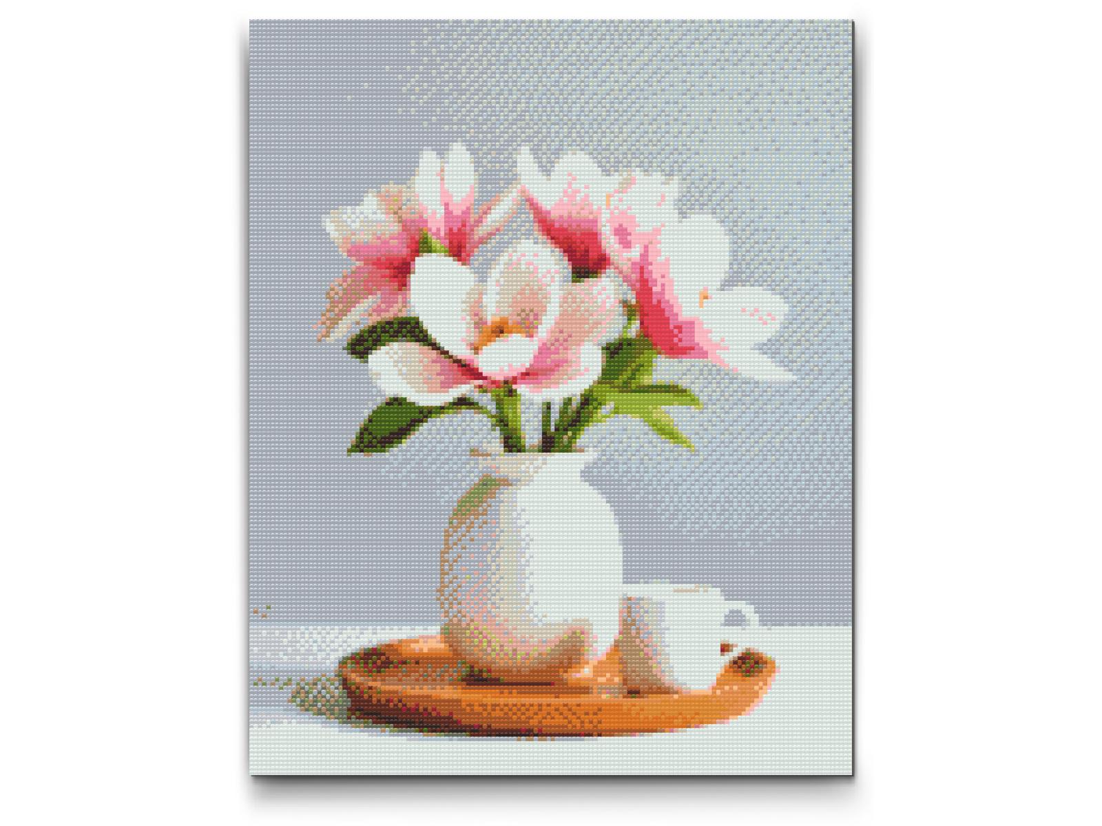 Diamond Painting - Magnoliablomster i en vase