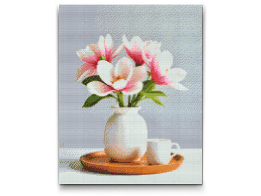 Diamond Painting - Magnoliablomster i en vase