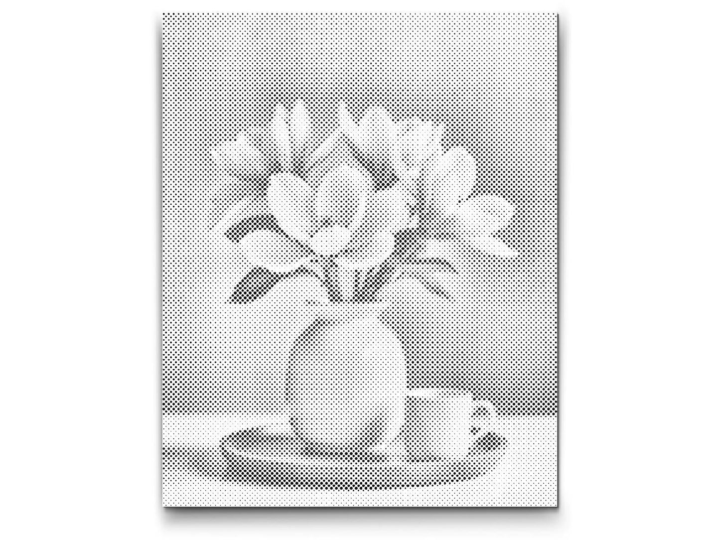 Mal-med-prikker -  Magnoliablomster i en vase