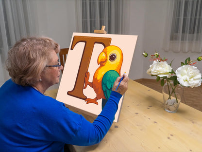 Paint by Numbers - Bogstav T – Med et dyr