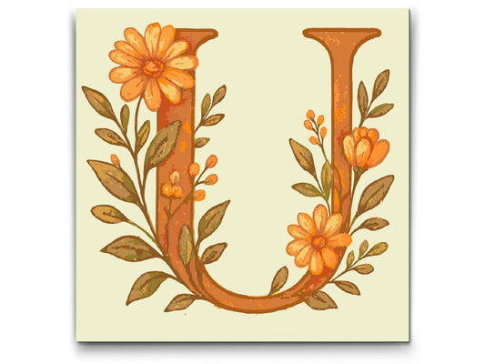 Paint by Numbers - Bogstav U - Blomstermønster