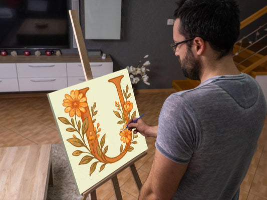 Paint by Numbers - Bogstav U - Blomstermønster