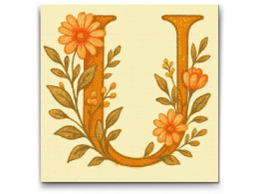 Diamond Painting - Bogstav U - Blomstermønster