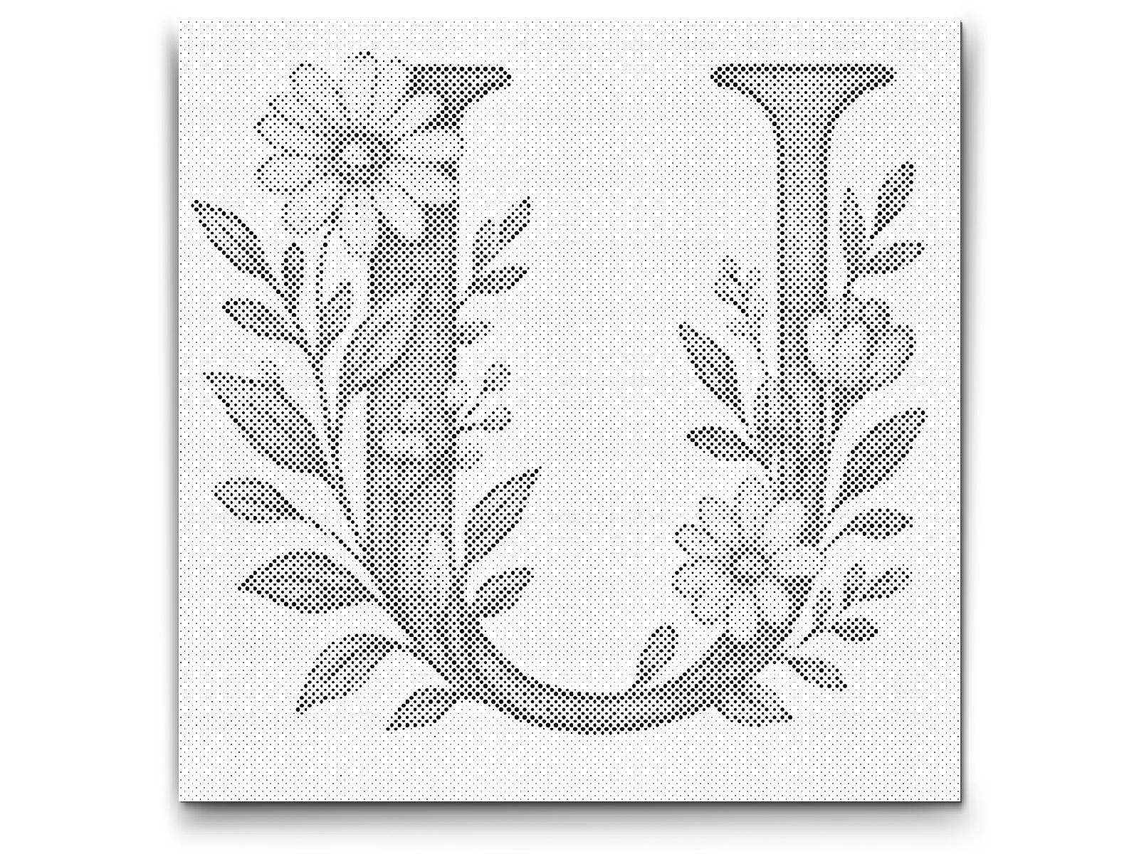 Mal-med-prikker -  Bogstav U - Blomstermønster