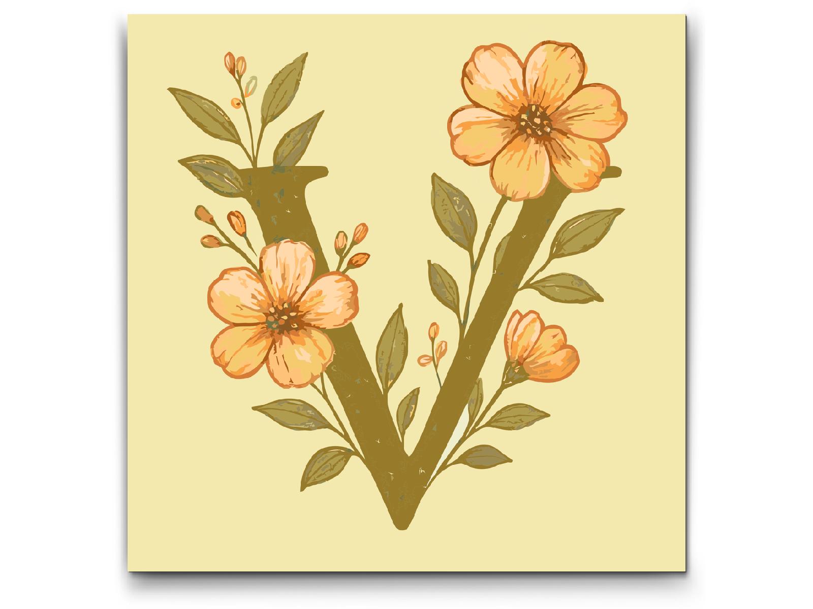 Paint by Numbers - Bogstav V - Blomstermønster