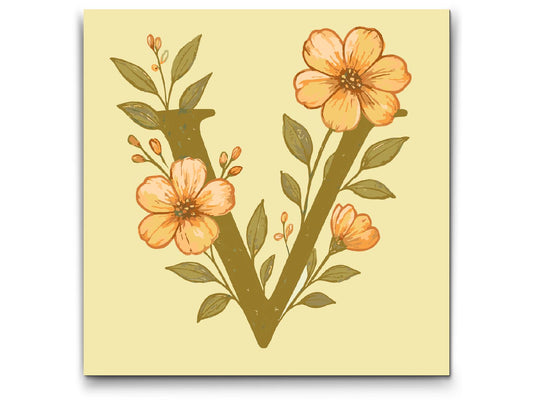 Paint by Numbers - Bogstav V - Blomstermønster