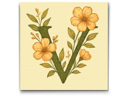 Diamond Painting - Bogstav V - Blomstermønster