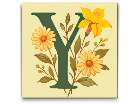 Paint by Numbers - Bogstav Y - Blomstermønster