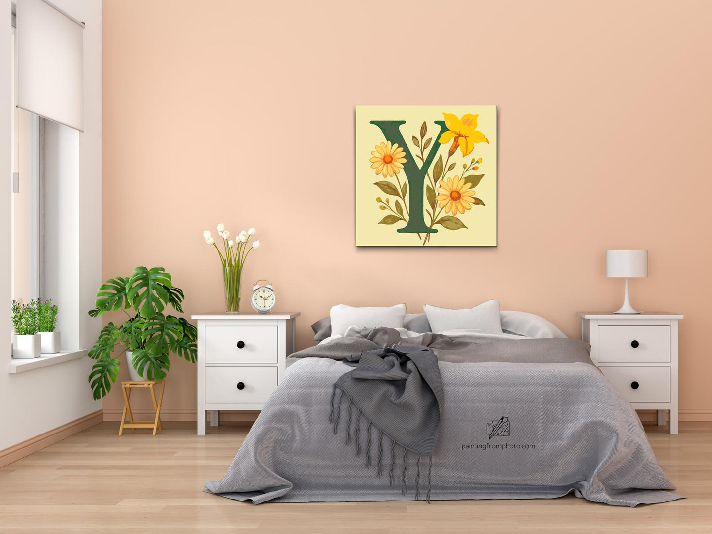 Paint by Numbers - Bogstav Y - Blomstermønster