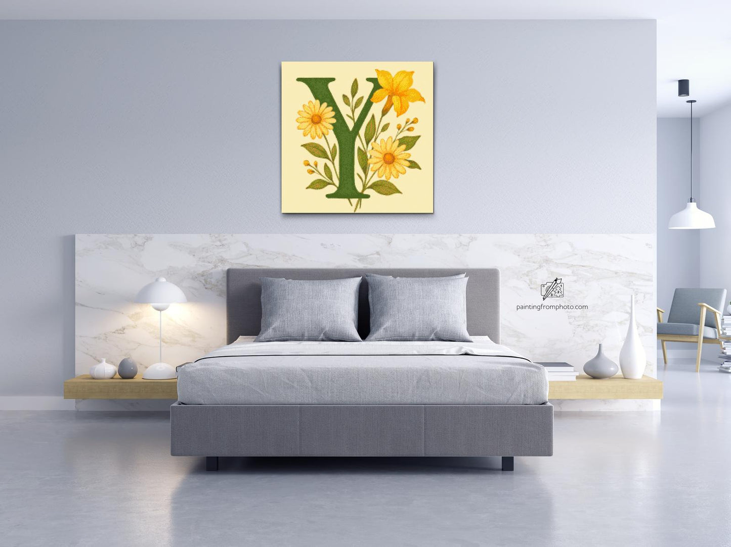 Diamond Painting - Bogstav Y - Blomstermønster