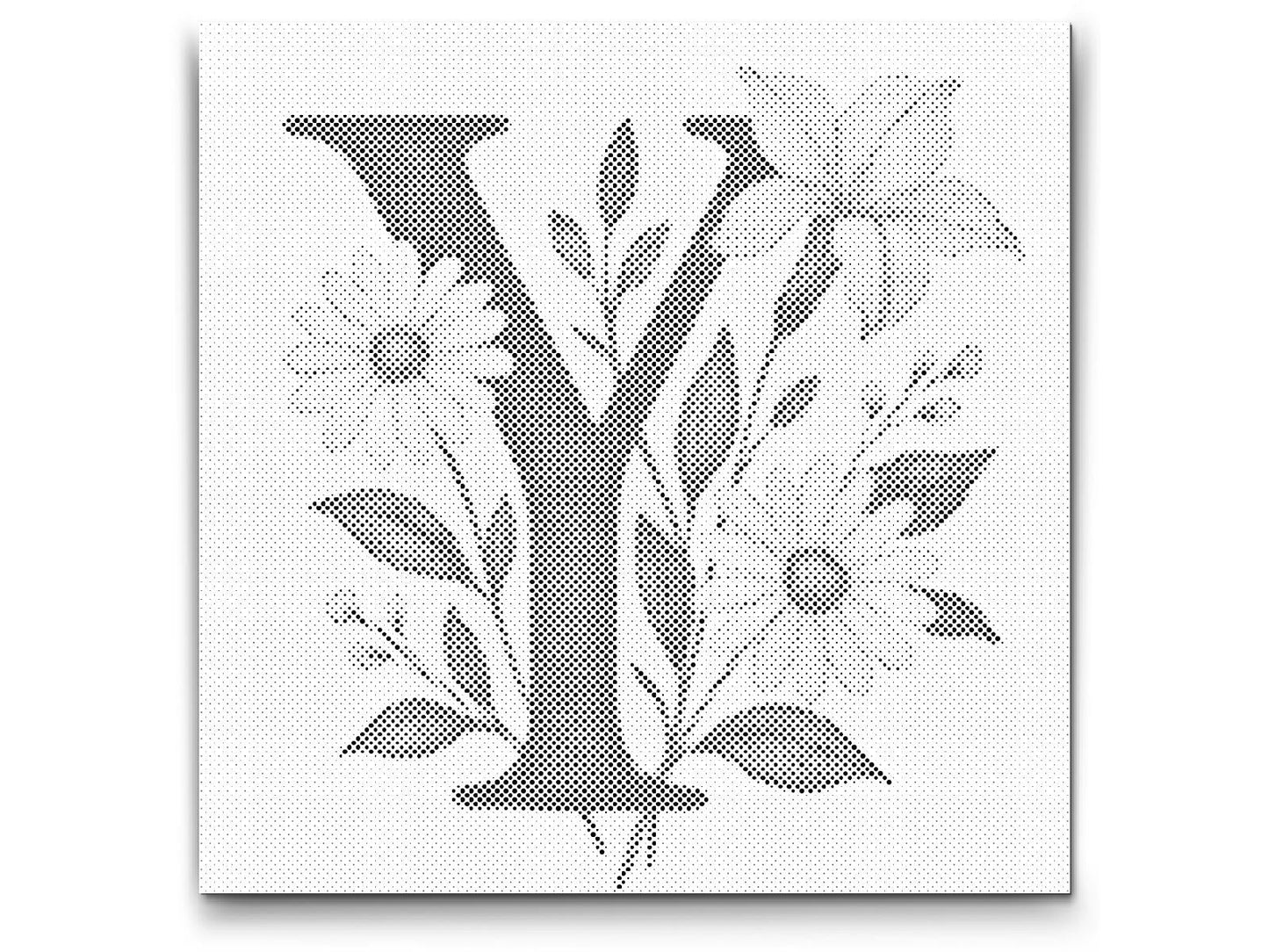 Mal-med-prikker -  Bogstav Y - Blomstermønster