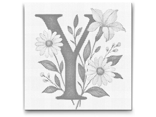 Mal-med-prikker -  Bogstav Y - Blomstermønster
