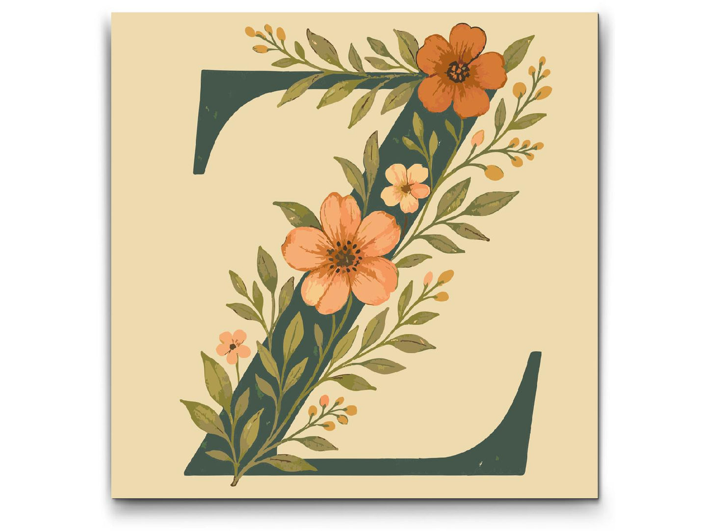 Paint by Numbers - Bogstav Z - Blomstermønster