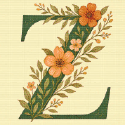 Diamond Painting - Bogstav Z - Blomstermønster