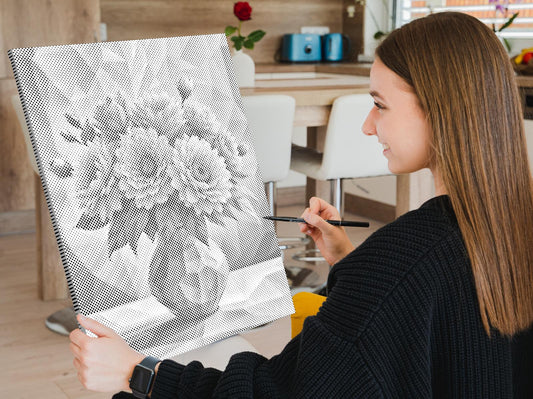 Mal-med-prikker -  Vektorbuket i en vase