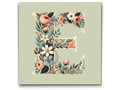Paint by Numbers - Bogstav E - Blomstermønster
