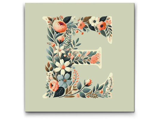 Paint by Numbers - Bogstav E - Blomstermønster