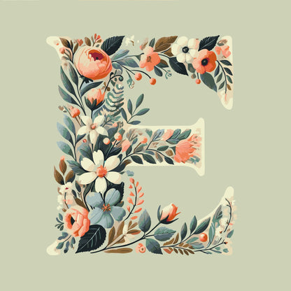 Paint by Numbers - Bogstav E - Blomstermønster