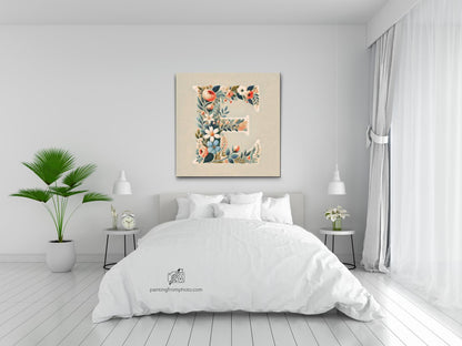 Diamond Painting - Bogstav E - Blomstermønster