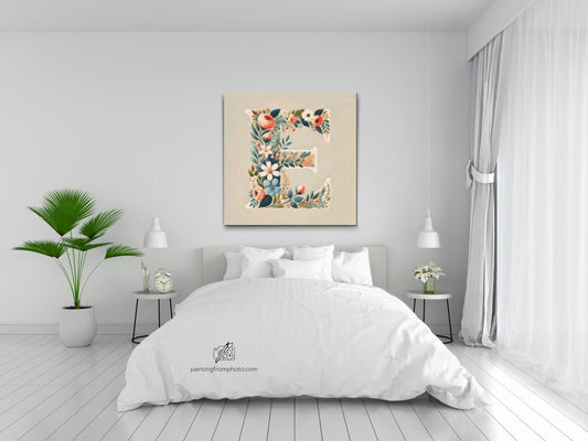 Diamond Painting - Bogstav E - Blomstermønster
