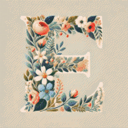 Diamond Painting - Bogstav E - Blomstermønster