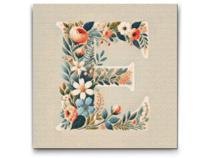 Diamond Painting - Bogstav E - Blomstermønster
