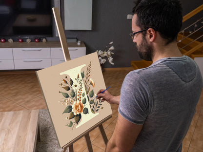 Paint by Numbers - Bogstav I - Blomstermønster