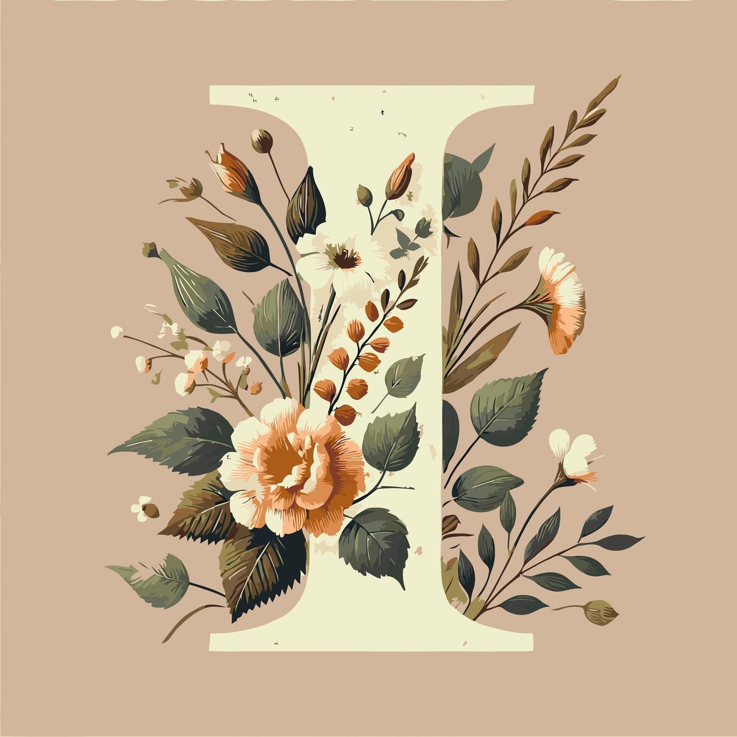 Paint by Numbers - Bogstav I - Blomstermønster