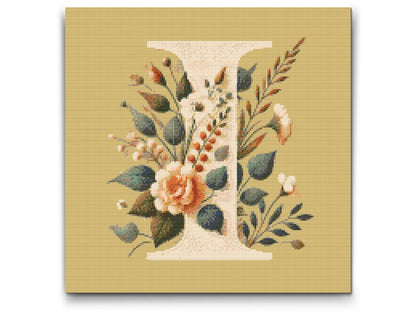 Diamond Painting - Bogstav I - Blomstermønster