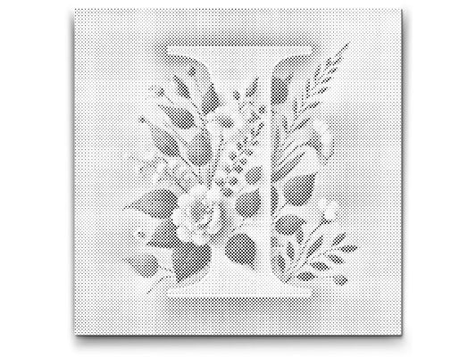 Mal-med-prikker -  Bogstav I - Blomstermønster