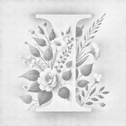 Mal-med-prikker -  Bogstav I - Blomstermønster
