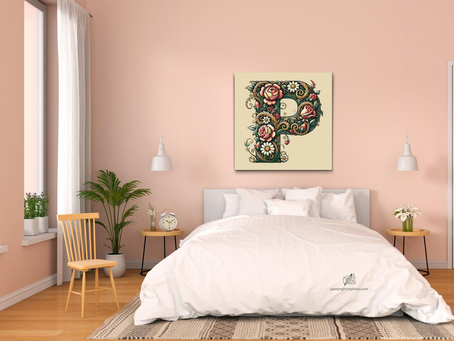 Paint by Numbers - Bogstav P - Blomstermønster