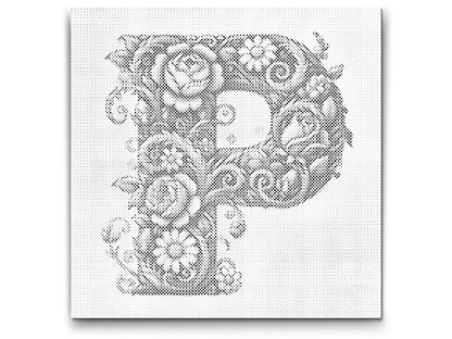 Mal-med-prikker -  Bogstav P - Blomstermønster