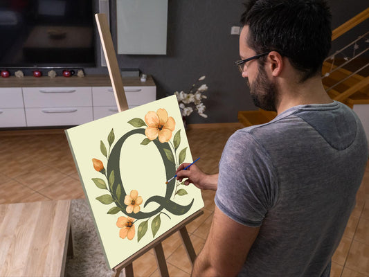 Paint by Numbers - Bogstav Q - Blomstermønster