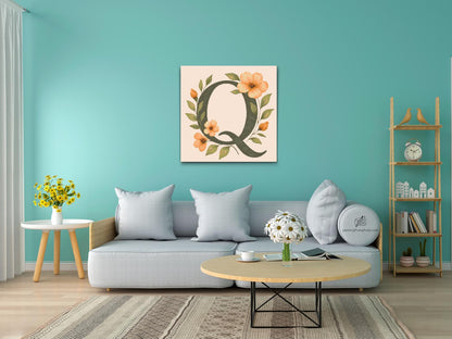 Diamond Painting - Bogstav Q - Blomstermønster