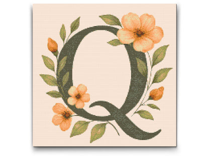 Diamond Painting - Bogstav Q - Blomstermønster