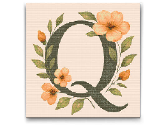 Diamond Painting - Bogstav Q - Blomstermønster