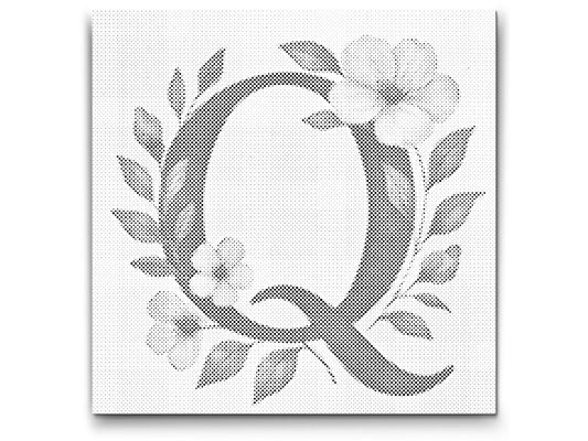 Mal-med-prikker -  Bogstav Q - Blomstermønster