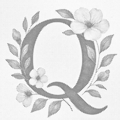 Mal-med-prikker -  Bogstav Q - Blomstermønster