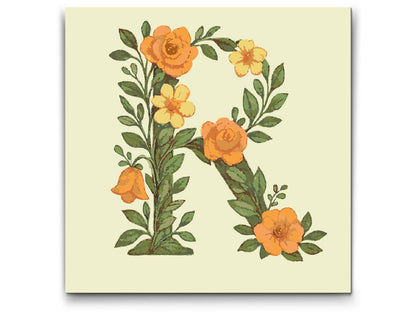 Paint by Numbers - Bogstav R - Blomstermønster