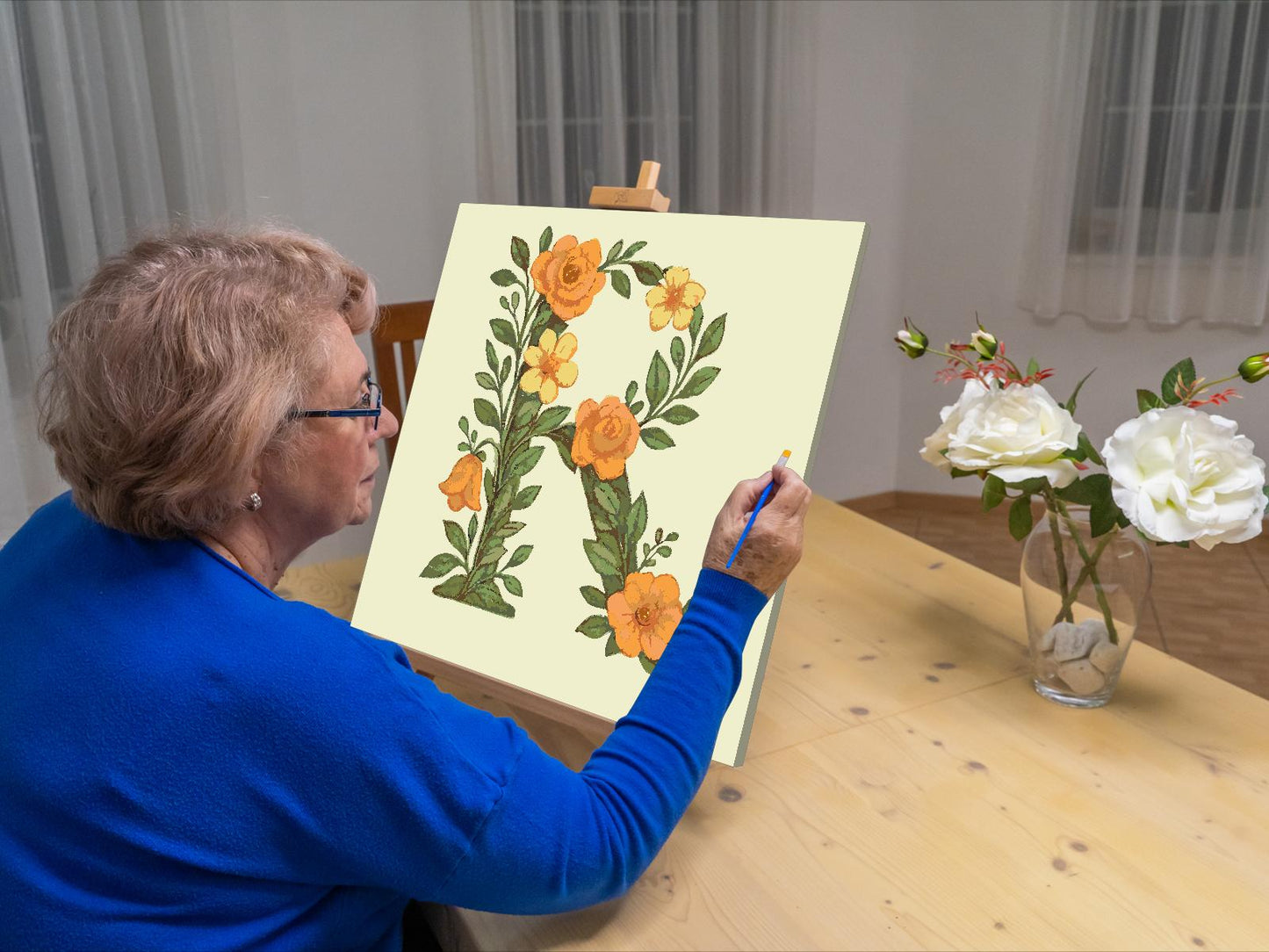 Paint by Numbers - Bogstav R - Blomstermønster