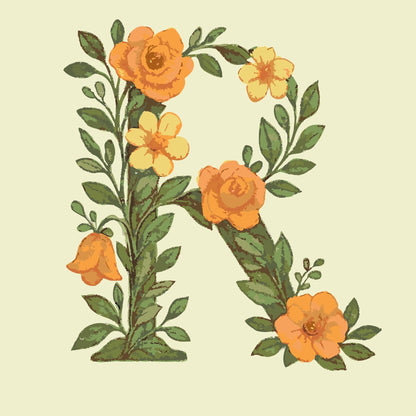 Paint by Numbers - Bogstav R - Blomstermønster