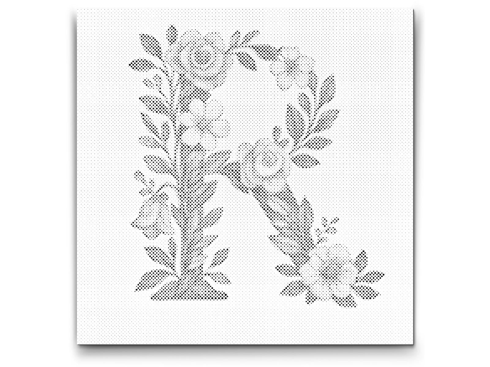 Mal-med-prikker -  Bogstav R - Blomstermønster