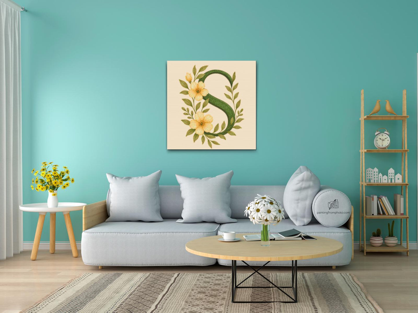 Diamond Painting - Bogstav S - Blomstermønster