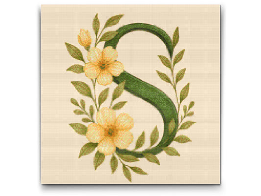 Diamond Painting - Bogstav S - Blomstermønster
